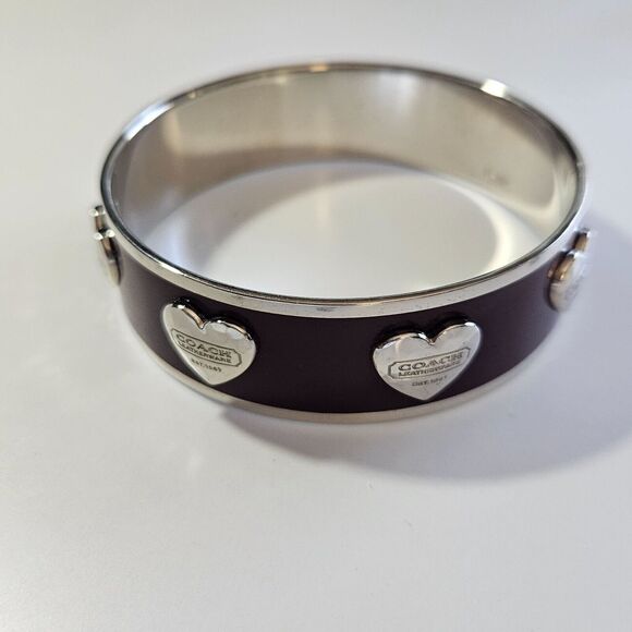 *Sale* Coach silver tone and burgundy bangle bracelet - Picture 13 of 16